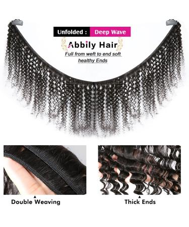 Abbily 20Inch Brazilian Deep Wave Hair Bundles - 10A Virgin Human Hair, Natural Black - Buy Online on GoSupps.com