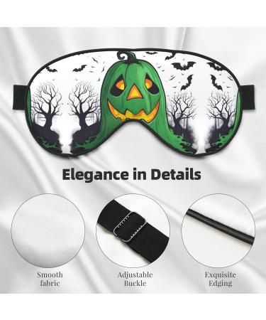 Green Ghost Horror Halloween Pumpkin Print Eye Mask | Ultra-Soft Light-Blocking | Perfect for Comfortable Sleep | International Shipping Available - Buy Online on GoSupps.com