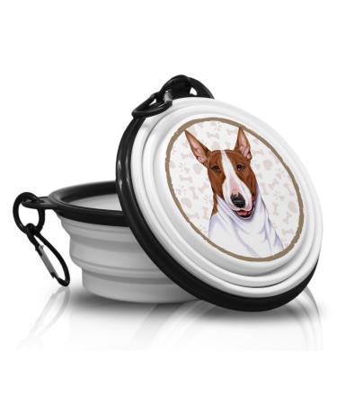 10. Bull Terrier - Folded portable drinking bowl with carabiners for on the go.Food bowl pet bowl.Dog bowl.Handy.Practical..