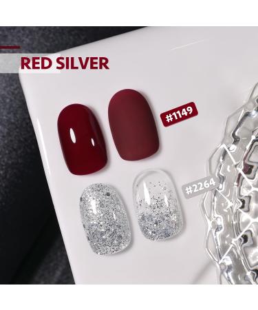 GAOY Red Gel Nail Polish Set - 16ml UV Soak Off with Silver Glitter - Perfect for DIY Manicure at Home | 2 Colors (1149 2264 - Buy Online on GoSupps.com