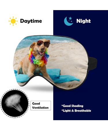 Adjustable Dog at Beach Sleep Mask for Men and Women - LynaRei Relaxing and Soft Eye Cover for Travel and Nap - Style 5 - Buy Online on GoSupps.com