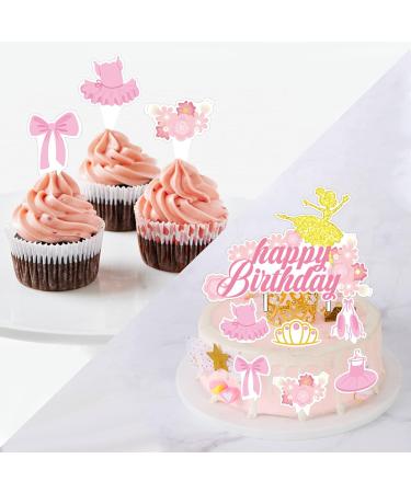 Dancing Cake Toppers Happy Birthday Cake Toppers with Dancing Cupcake Toppers Dancing Cake Table Party Decorations for Kids Dancing Theme Birthday Party Decor Favors Supplies Pink Dancing - Buy Online on GoSupps.com