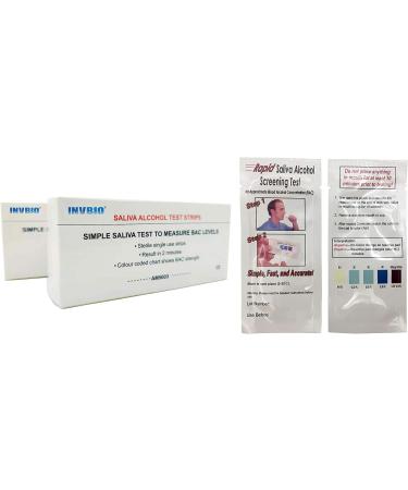 INVBIO 25 Ct Alcohol Saliva Test Strips Kit - Fast & Accurate Alcohol Tester - 2 Minutes Results - Buy Online on GoSupps.com