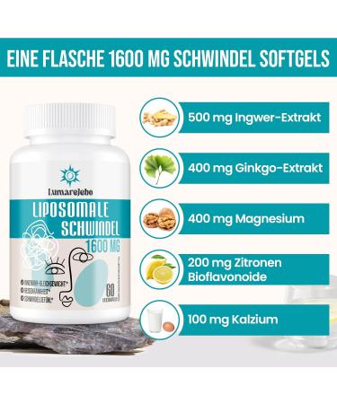 Lumarejebo Liposomal Dizziness Relief Softgel 1600 mg | Inner Ear Balance Supplement with Ginger & Ginkgo Extract | Travel Sickness Aid | 60 Softgels (4 Pack) - Buy Online on GoSupps.com