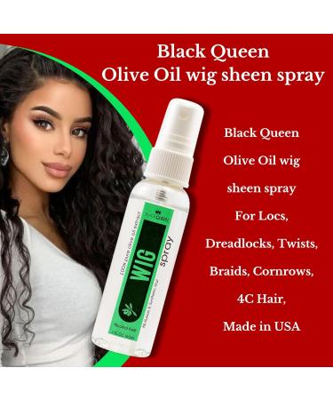 Black Queen Olive Oil Wig Sheen Spray for Locs Dreadlocks Twists Braids Cornrows 4C Hair - Moisturizing Refreshing - Made in the USA-2 oz (pack of 1) - Buy Online on GoSupps.com