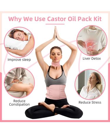 SHCHME 2 PCS Castor Oil Pack Reusable Castor Oil Pack Wrap Kit Organic Castor Oil Pack for Liver Detox with Storage Bag for Aid Sleep Digestive Constipation (Oil Not Included) (Pink) - Buy Online on GoSupps.com