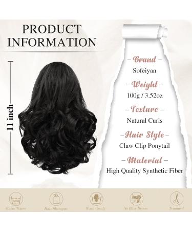 Sofeiyan 28cm Clip-In Curly Ponytail Extension | Natural Black Synthetic Hair for Women - Buy Online on GoSupps.com