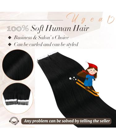 Ugeat Real Hair Extensions - Seamless Black Tape-In Extensions Remy Human Hair 20 Pieces 40g 35cm - Invisible & Comfortable - Buy Online on GoSupps.com