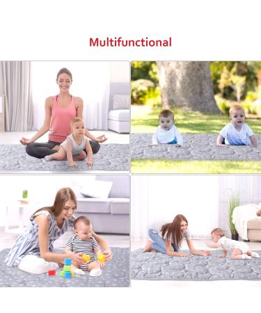 Large Non-Slip Baby Playpen Mat | Extra Thick 79x63 Inch Playmat for Infants & Toddlers with Star Quilting | Grey Baby Floor Mat - Buy Online on GoSupps.com