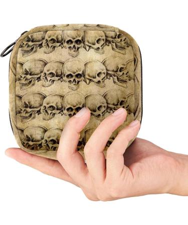 Stylish Women's Skull Pattern Napkin Storage Bag - Portable Menstruation Cup Case with Zipper for Teens & Women - Buy Online on GoSupps.com