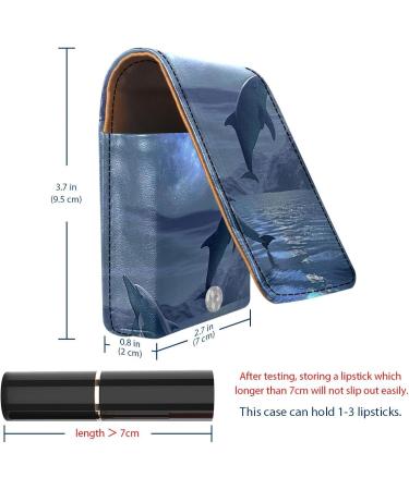 Travel Lipstick Organizer Case | Portable Makeup Bag with Mirror | Sea Sky Space Dolphin Design - Buy Online on GoSupps.com