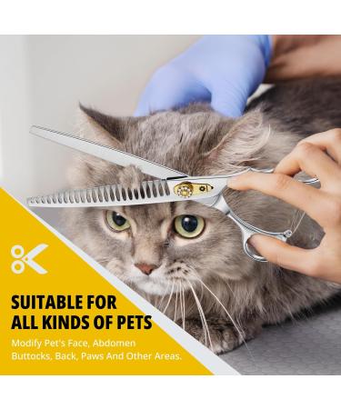 Dream REAC 8 Inch Dog Effilting Scissors - Ergonomic 440C Stainless Steel with 75% Thinning Rate & Adjustable Screw - Professional Dog Grooming Shears - Buy Online on GoSupps.com