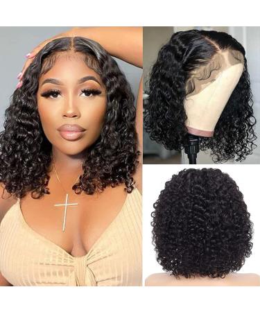 Curly Bob Human Hair Wig 10 Middle Part 13x4 Lace Front 150% Density - Pre Plucked HD Transparent Lace Frontal Wig for Black Women - Buy Online on GoSupps.com