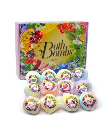NaturoFaith 34oz Bath Bombs Gift Set - 12 Handmade Fizzies for Women - Perfect for Bubble & Spa Bath- Essential and Fragrance Oils for Moisturizing Dry Skin - Unique Birthday & Beauty Products 12Pack