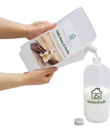 DETERDRAFT Tonka Beans & Vanilla Fabric Conditioner Eco Fabric Softener with 2x Refill Pouches 1x Reusable Eco Bottle Approx. 40 Washes (1450 ml) Biodegradable and Vegan 3 Piece Set - Buy Online on GoSupps.com
