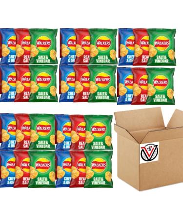 05 x Walkers Classic Variety Multipack Crisps 6x25g - Cheese & Onion Ready Salted & Salt & Vinega Flavoured Potato Chips | 30 mini Bags - Buy Online on GoSupps.com