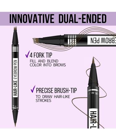 Buy Microblading Eyebrow Pen - 2-in-1 Waterproof Pencil & Brush for Natural Strokes | All-Day Wear | Light Brown 01 - Buy Online on GoSupps.com
