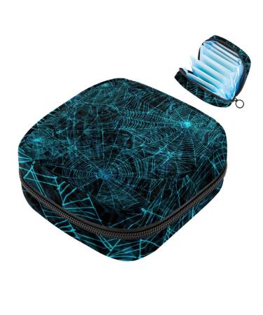 Storage bags for women's bandages vintage spider web blue pattern portable menstrual cardboard bag panty liners tampons women's bandages storage holder for women school office