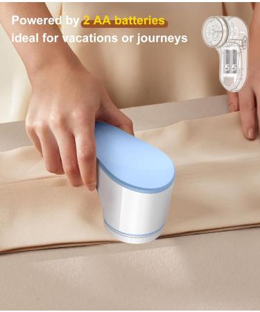Fabric Shaver & Lint Remover for Clothes - Quick & Effective Sweater Shaver with Stainless Steel Blades (Blue & White) - International Shipping Available - Buy Online on GoSupps.com