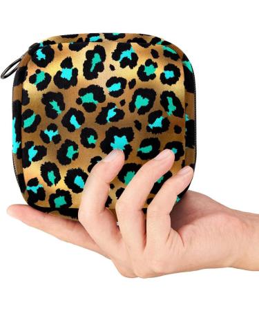 Golden Leopard Pattern Menstruation Pad Bag with Zipper | Stylish Women's Napkin & Tampon Organizer - Buy Online on GoSupps.com