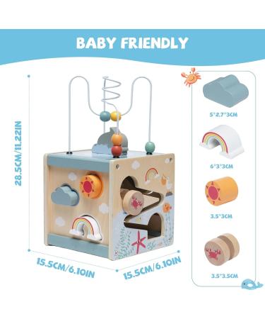 Nukdey Motor Cube Activity Cubes - 6 in 1 Montessori Wooden Toys for Kids 3+ Educational Plug-in Play Dice Sorting Center (Ocean Theme) - Buy Online on GoSupps.com