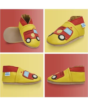 Soft Sole Baby Shoes for Boys and Girls | Leather Toddler Walking Shoes 0-6 Months Firetruck Design - Buy Online on GoSupps.com