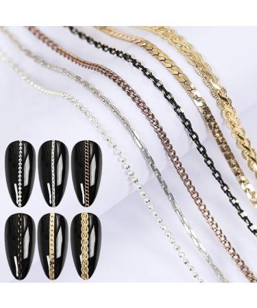 NICENEEDED 24 Strips Metal Nail Art Chains Nail Jewelry Chains Alloy Nail Chains Punk Nail Charms Nail Ornaments Nail Jewels Nail Art Studs for Nail Decoration - Buy Online on GoSupps.com