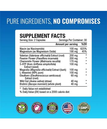 Approved Science Anxietex - Calm and Relaxation - L-Theanine and Magnesium - 60 Capsules - Vegan Friendly - 1 Month Supply 60 Count (Pack of 1) - Buy Online on GoSupps.com