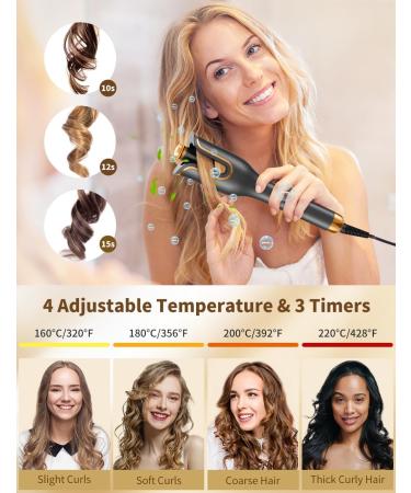 GHKJOK Automatic Curling Iron for Long Hair - 1 Ceramic Barrel 4 Heat Settings & 3 Timers Fast Heating Hair Curler - Ideal for Women - Shop Internationally - Buy Online on GoSupps.com
