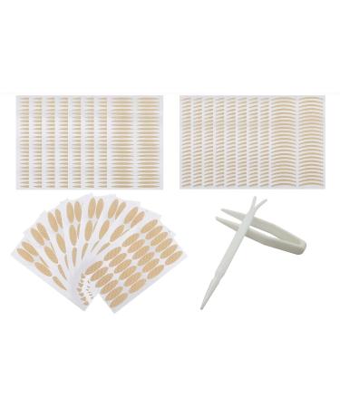 Slip-on eyelid stripes eyelid strips slip-on eyelid tape 480 pieces eyelid tape invisible instant lifting of the eyelid for single eyelid (with tweezers fork rod) Beige-480 Pieces