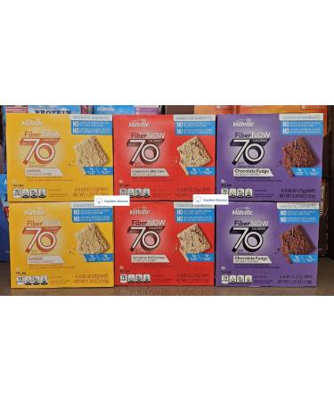 Fiber NOW Millville 70 Calories Soft Baked Bars Lemon Chocolate Fudge Cinnamon Coffee Cake 5.29oz 150g (Six Boxes)