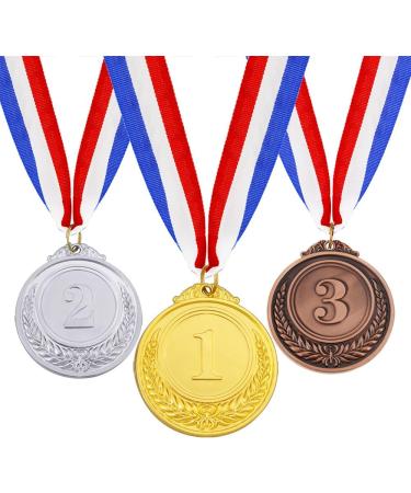 Caydo 3-Piece Gold, Silver, Bronze Award Medals - 1st 2nd 3rd Place - 2.55 Inches - Buy Online on GoSupps.com