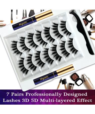 Magnetic Eyelashes Natural Look - 7 Pairs with Magnetic Eyeliner | Reusable Lightweight & Comfortable | Easy to Apply All Eye Shapes Cruelty-Free - Buy Online on GoSupps.com