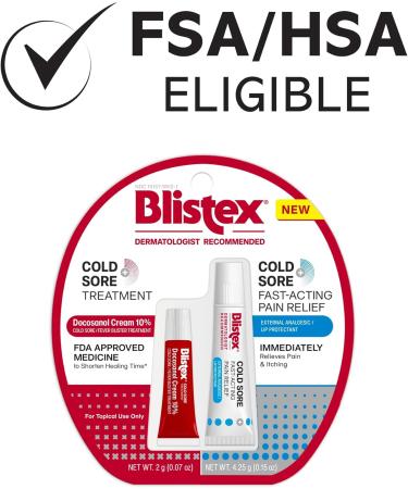 Blistex Cold Sore Kit Cold Sore/Fever Blister Treatment Docosanol Cream 10% Shortens Healing Time (2g/0.7oz) Fast-Acting Pain Relief Cream with Maximum Strength Lidocaine (4.25g/0.15oz) - Buy Online on GoSupps.com