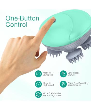 ORIA Wireless Electrical Head & Pet Massage Device - Scalp & Full Body Relaxation USB Charging 5 Modes 4 Heads IPX6 Waterproof - Green - Buy Online on GoSupps.com