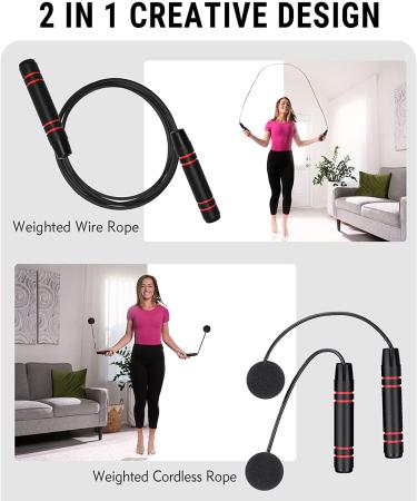 HAPBEAR Cordless Weighted Jump Rope with 360 Ball Bearings - Speed Bod Rope for Beachbody, Boxing, MMA, WOD - Wireless Indoor Outdoor Fitness Workout - Buy Online on GoSupps.com