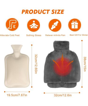 Buy MxTimwan 2-in-1 Electric-Free Foot Warmer | 38x32cm Hot Water Bottle & Heating Pad for Men & Women - Soft Gray - Ideal for Office Use - Buy Online on GoSupps.com