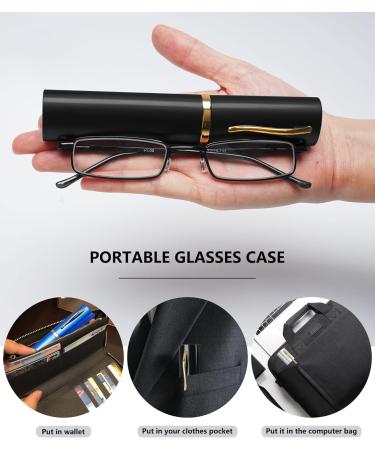 Magimodac Anti Blue Light Reading Glasses - Prescription Metal Narrow Glasses for Men & Women - 3.5 Diopters with Pencils - Buy Online on GoSupps.com