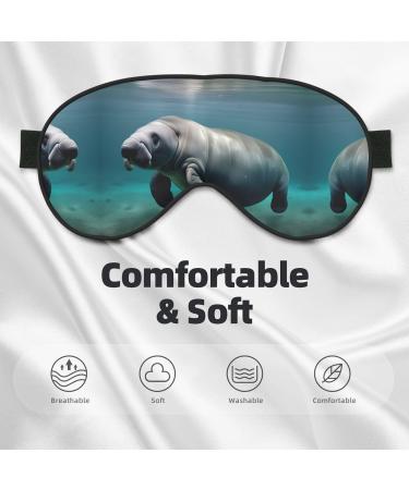 Shop Unisex Manatee Animal Print Eye Mask - Soft Adjustable Sleeping Face Mask for Restful Sleep - Buy Online on GoSupps.com
