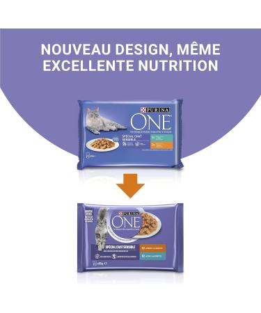 PURINA ONE Sensitive Cat Tapered in Sauce Assorted Flavors Chicken and Tuna Meal Bags for Adult Cats 4x85g | Pack of 12 - Buy Online on GoSupps.com