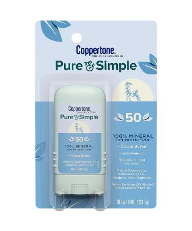 Coppertone Pure and Simple Zinc Oxide Mineral Sunscreen Spray + Stick SPF 50 Combo Pack - Buy Online on GoSupps.com
