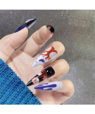 False Nails with Designs Glossy Fake Nails | Skull Fake Nails Glossy Stick on Nails for Women Halloween Shakven - Buy Online on GoSupps.com