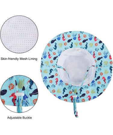 LACOFIA Toddler Baby Sun Hat | Wide Brim Bucket Hat for Outdoor Swim | Adjustable 6-24 Months | Unisex Kids Summer Hat | Light Blue - Buy Online on GoSupps.com