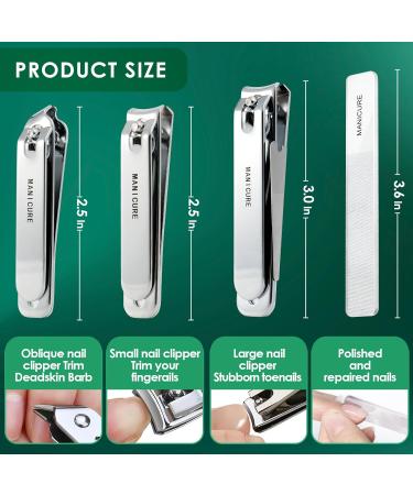 Stainless Steel Nail Clippers Set for Thick Toenails & Fingernails - Ultra Sharp Splashless Cutters with Glass File - Perfect Nail Care Gifts for Men & Women - Buy Online on GoSupps.com