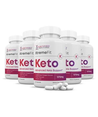 Justified Laboratories (5 Pack) Xtreme Fit Keto ACV Pills 1275MG Formulated with Apple Cider Vinegar Keto Support Blend Alternative to Gummies 300 Capsules