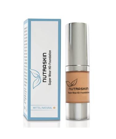 Nutraskin Super Wear HD Foundation Medium - Liquid Foundation Makeup for a Radiant Complexion I Waterproof and Long-Lasting Primer Make Up I Made in Germany I 15ml