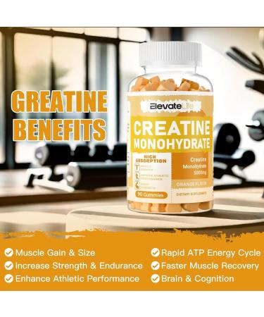 Buy Sugar Free Creatine Monohydrate Gummies 5g - Chewable Supplement for Men & Women - 90 Count Orange - Buy Online on GoSupps.com