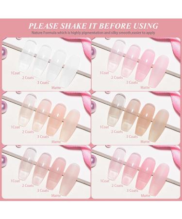 Artdone Sheer Gel Nail Polish Set - 6 Colors Translucent UV Gel for All Seasons - Milky White Pink Nude & Brown - Soak Off LED Lamp Manicure Kit - Buy Online on GoSupps.com