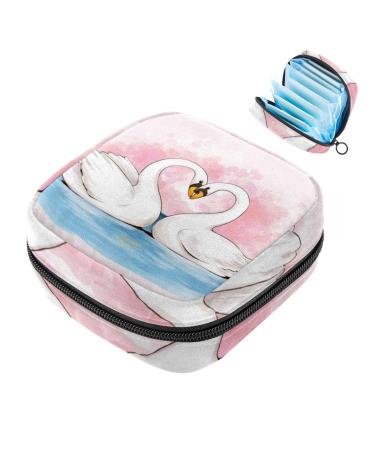 Portable women's binding-storage bags menstrual cup bags female menstrual insert bag for teenage girls tampons for the first period animal swan pattern multicolored 10