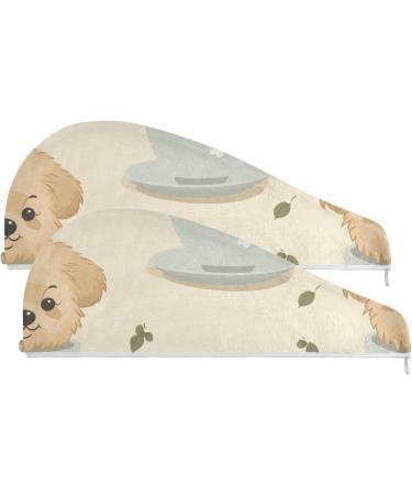 Tea Cup Dog Hair Towel 2 Pack | Super Absorbent Quick Dry Hair Turbans for Women & Girls - Buy Online on GoSupps.com
